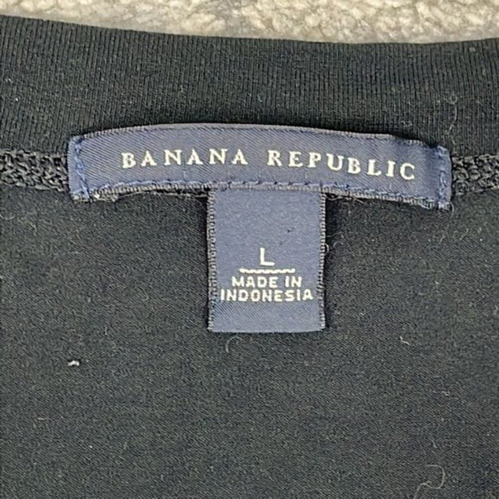 Banana Republic Black Modal Sleeveless V Neck Smocked Waist Dress Casual Sz L - Picture 7 of 9